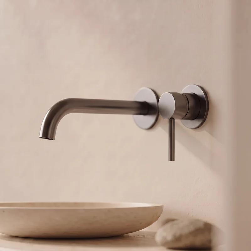 Mitigeur lavabo encastré gris brossé