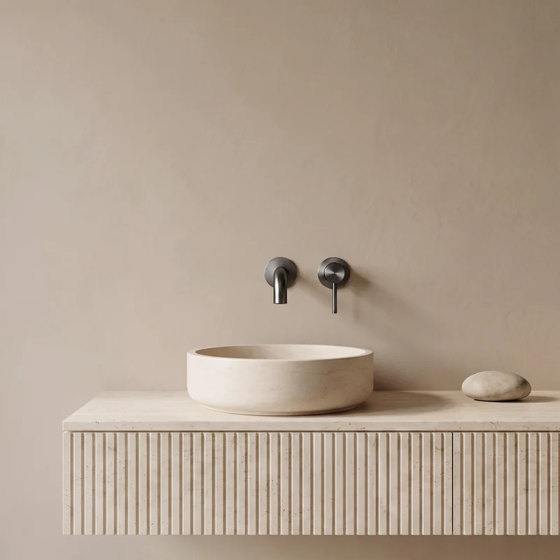 Mitigeur lavabo encastré gris brossé