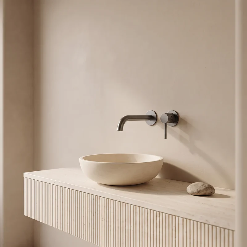 Mitigeur lavabo encastré gris brossé