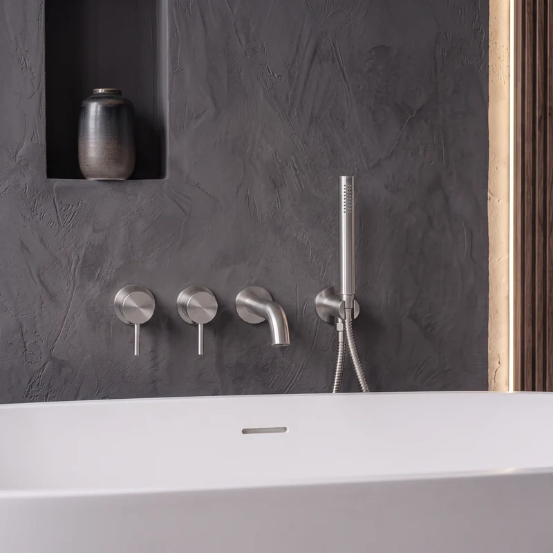 Ensemble de baignoire encastré inox brossé