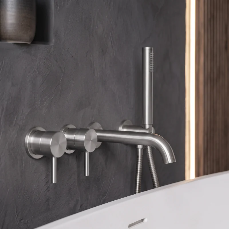 Ensemble de baignoire encastré inox brossé