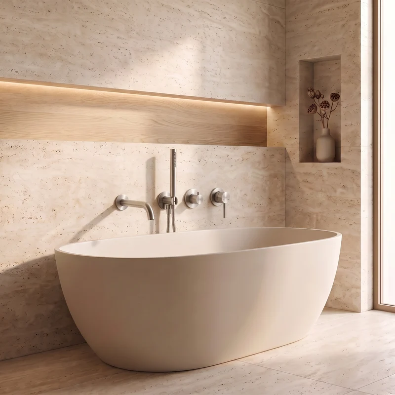 Mitigeur de baignoire encastré inox brossé