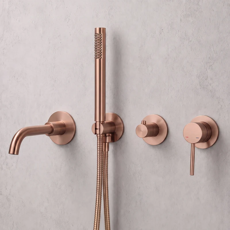 Mitigeur de baignoire encastré or rose brossé