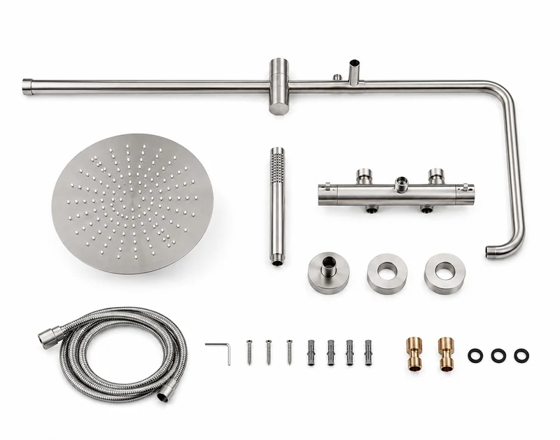 Colonne de douche thermostatique inox brossé
