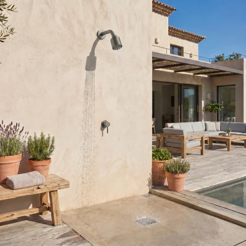 Douche extérieure encastrée gunmetal