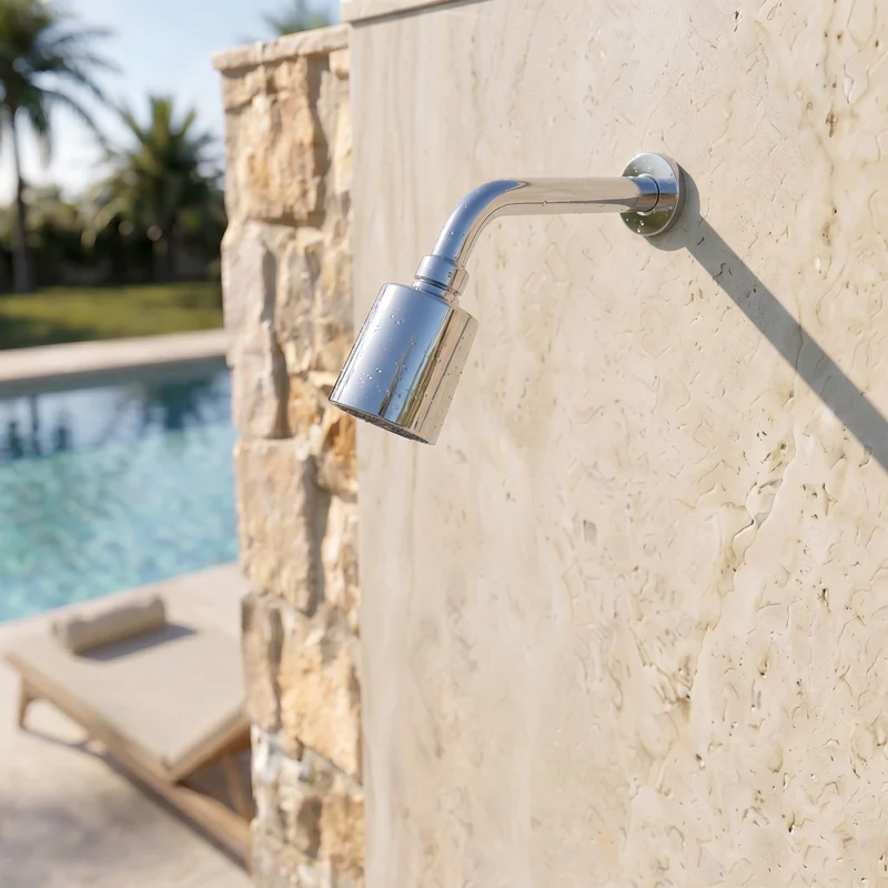 Douche extérieure encastrée chromée