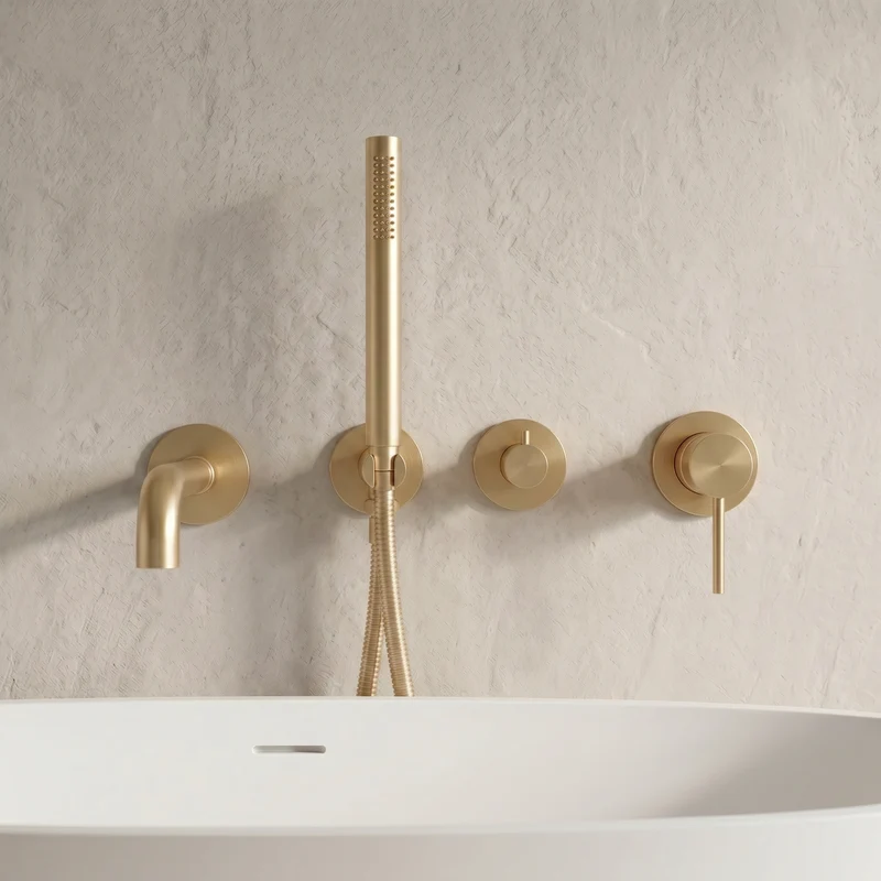 Mitigeur de baignoire encastré or brossé