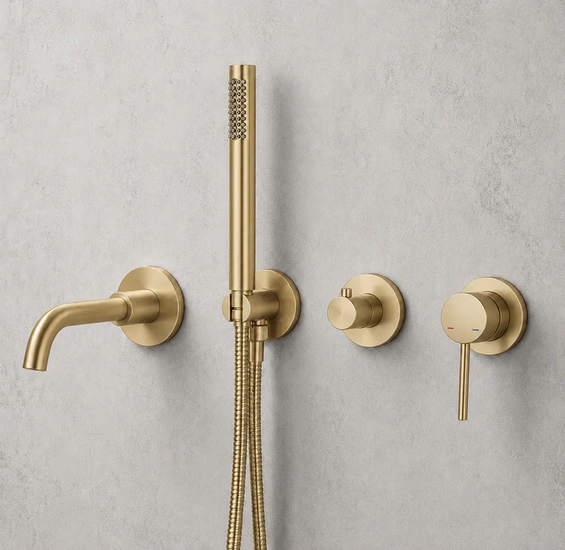Mitigeur de baignoire encastré or brossé