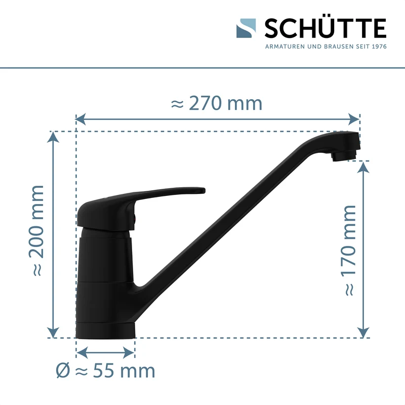 Robinet mitigeur cuisine noir mat Schütte GRANDE
