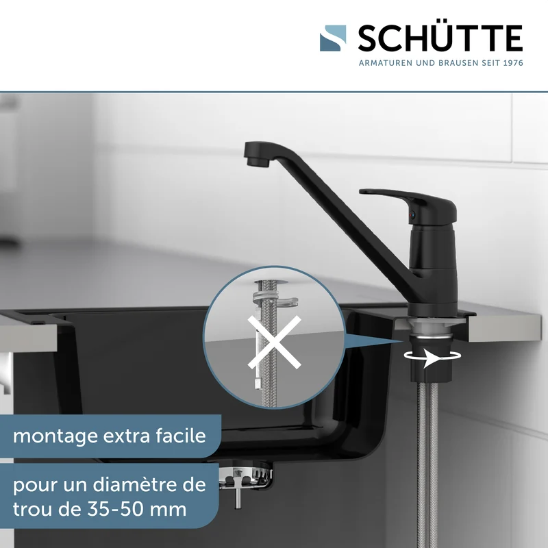 Robinet mitigeur cuisine noir mat Schütte GRANDE