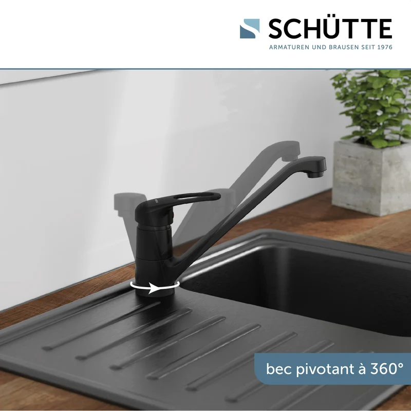 Robinet mitigeur cuisine noir mat Schütte GRANDE