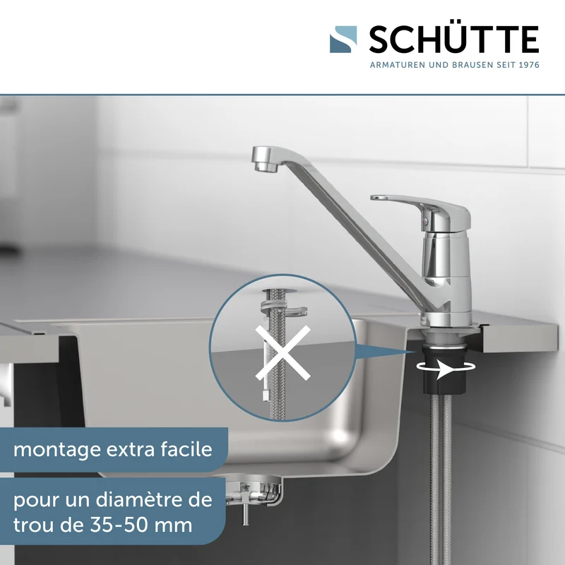 Robinet mitigeur cuisine chromé Schütte GRANDE