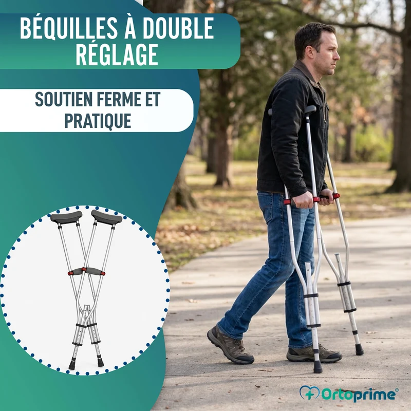 Béquilles Axillaires en Aluminium Réglables | Lot de 2