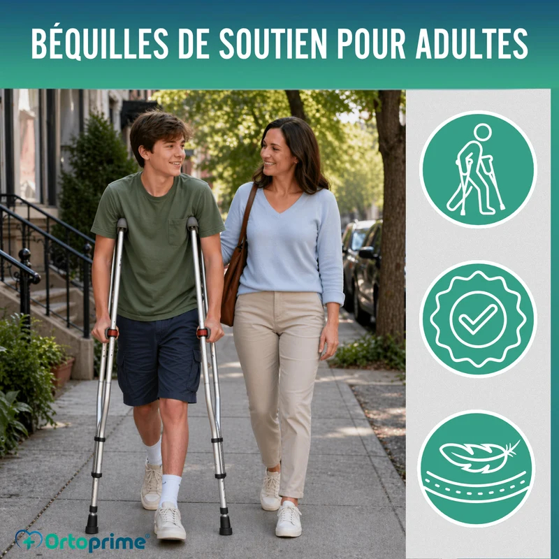 Béquilles Axillaires en Aluminium Réglables | Lot de 2