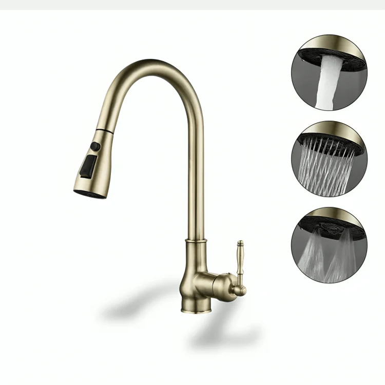 Robinet cuisine bronze antique avec bec rétractable – EL9021