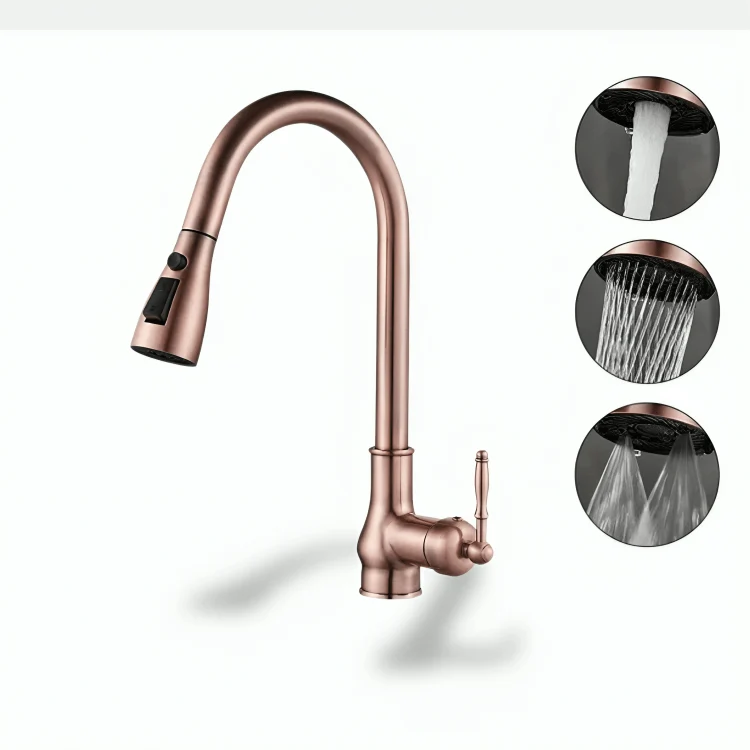 Robinet cuisine bronze antique avec bec rétractable – EL9021