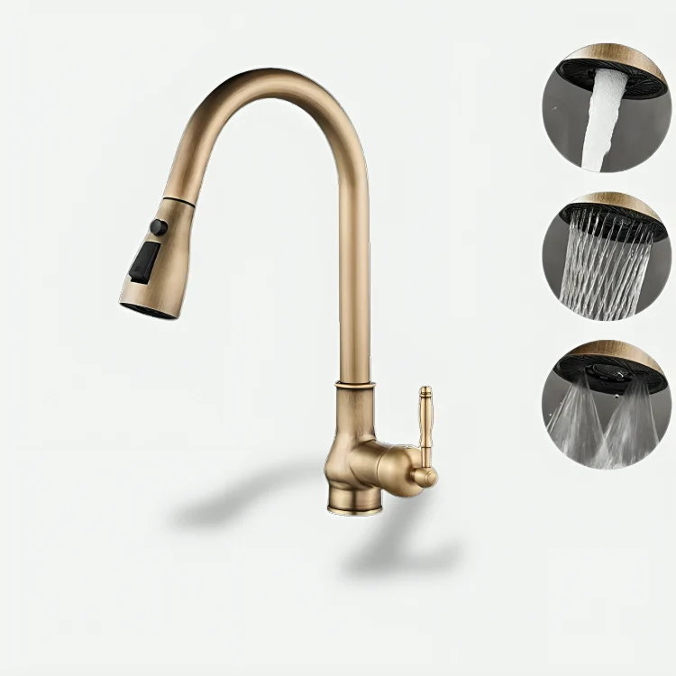 Robinet cuisine bronze antique avec bec rétractable – EL9021