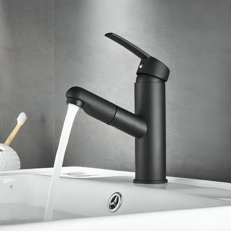 Robinet salle de bain extractible chromé – Bec rétractable à levier unique