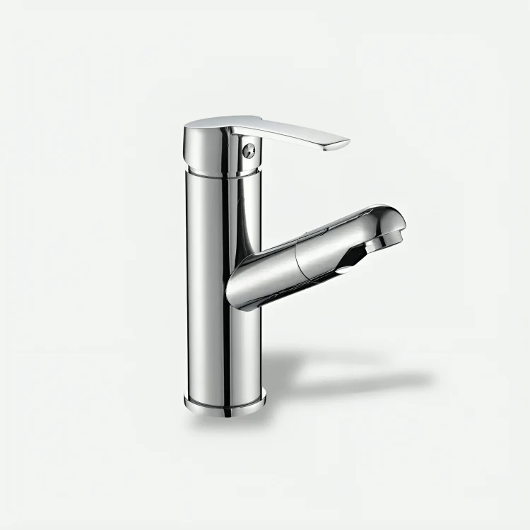 Robinet salle de bain extractible chromé – Bec rétractable à levier unique