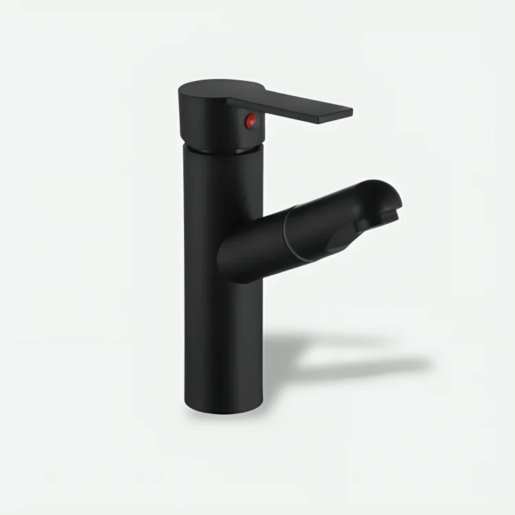 Robinet salle de bain extractible chromé – Bec rétractable à levier unique