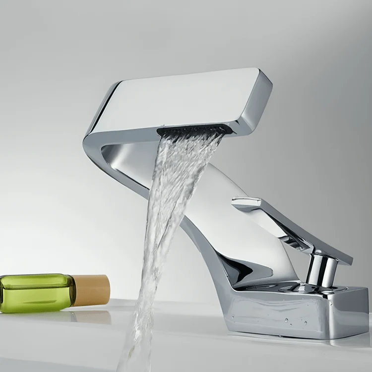 Mitigeur de lavabo cascade moderne en orange – Eau chaude et froide