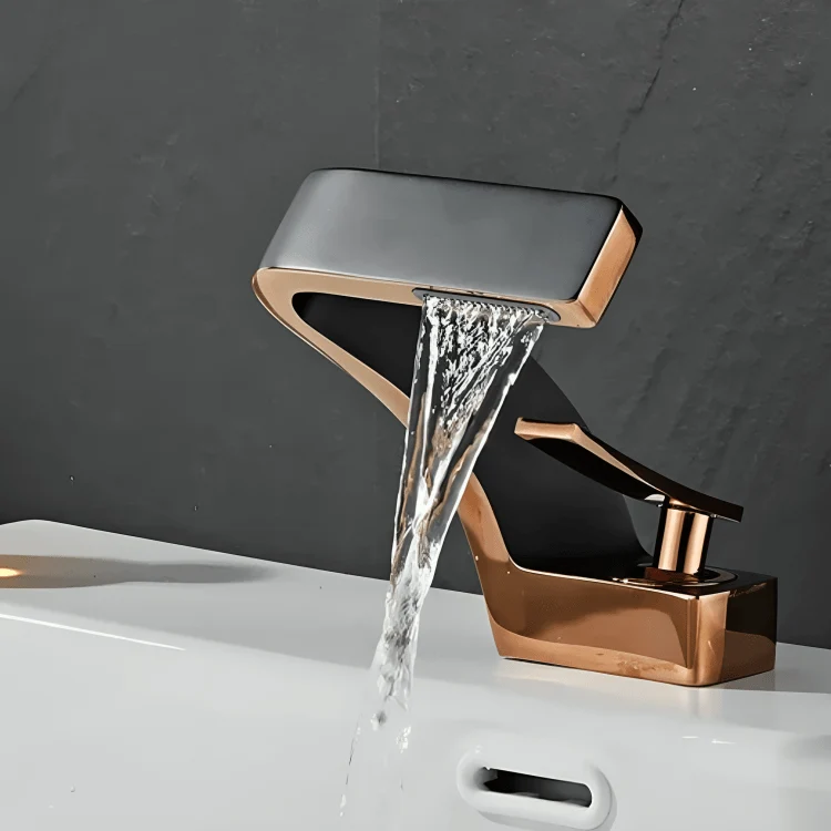 Mitigeur de lavabo cascade moderne en orange – Eau chaude et froide