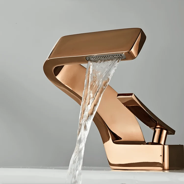 Mitigeur de lavabo cascade moderne en orange – Eau chaude et froide