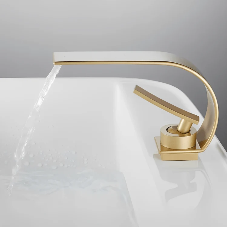 Robinet cascade de salle de bain doré – Design moderne et élégant