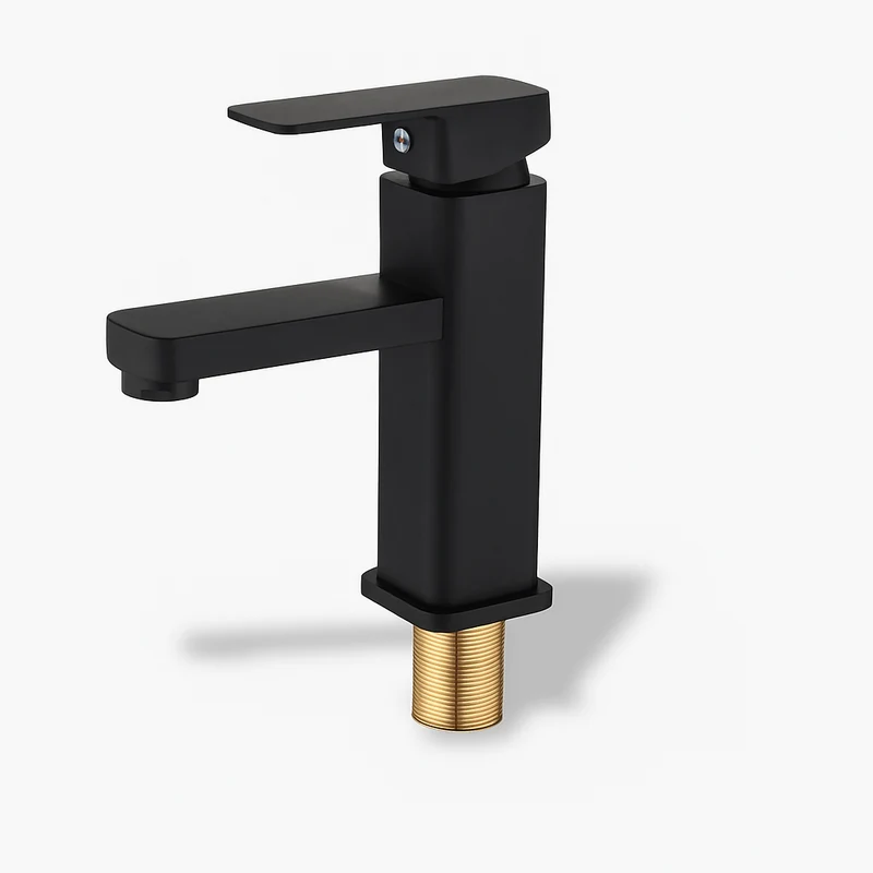 Robinet salle de bain noir – Monotrou avec bec anti-éclaboussures