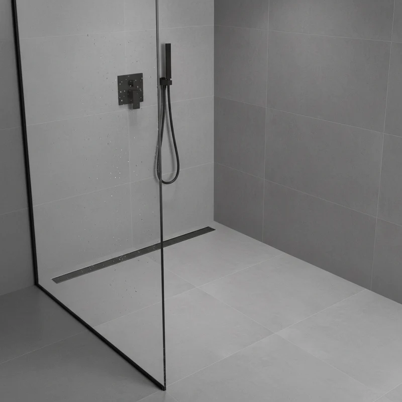 Caniveau de douche gris brossé