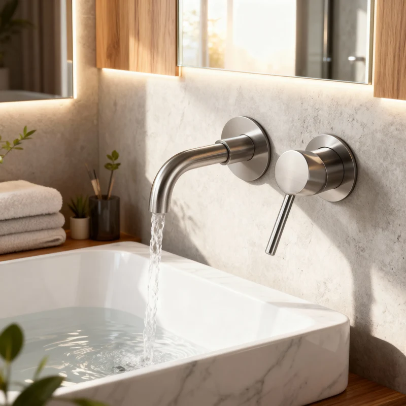 Mitigeur de lavabo encastré inox brossé