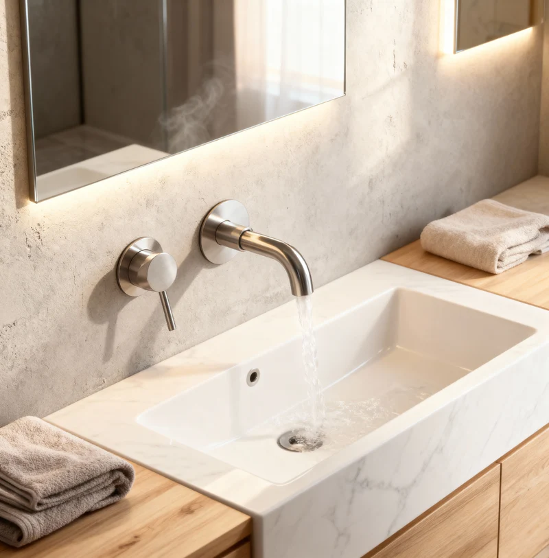 Mitigeur de lavabo encastré inox brossé