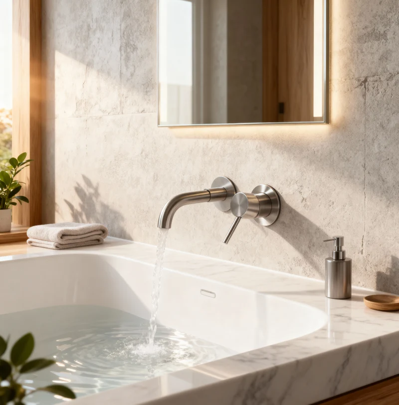 Mitigeur de lavabo encastré inox brossé