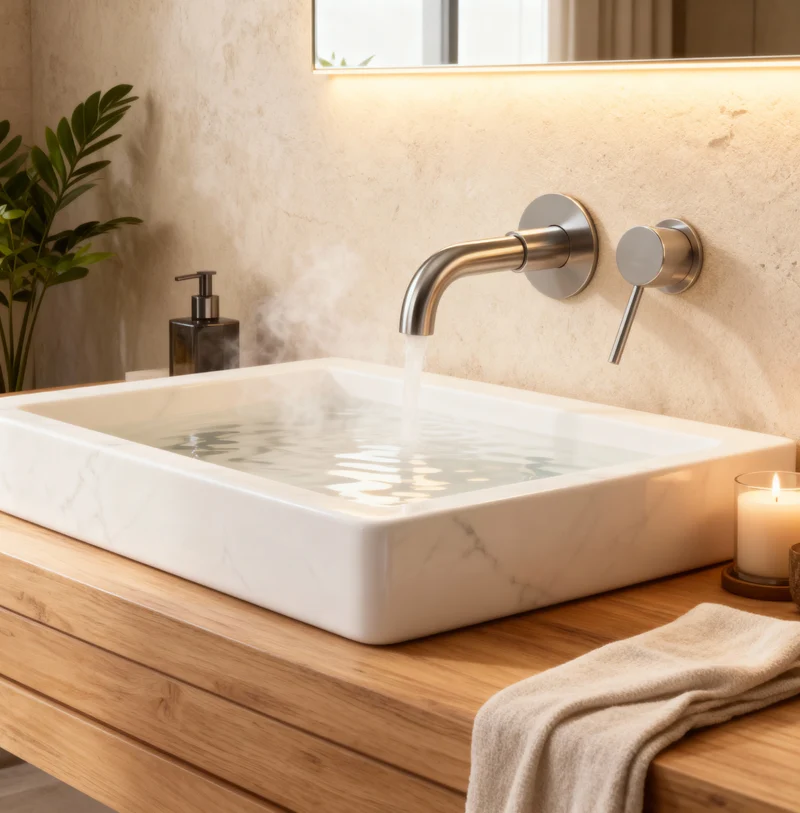 Mitigeur de lavabo encastré inox brossé