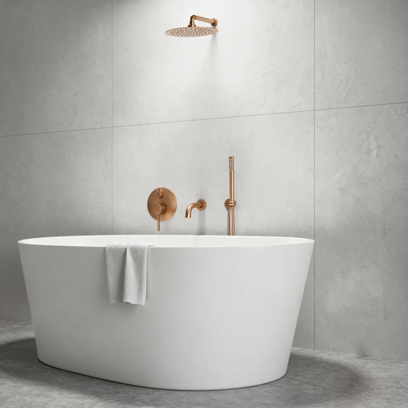 Kit de bain et douche encastré or rose brossé