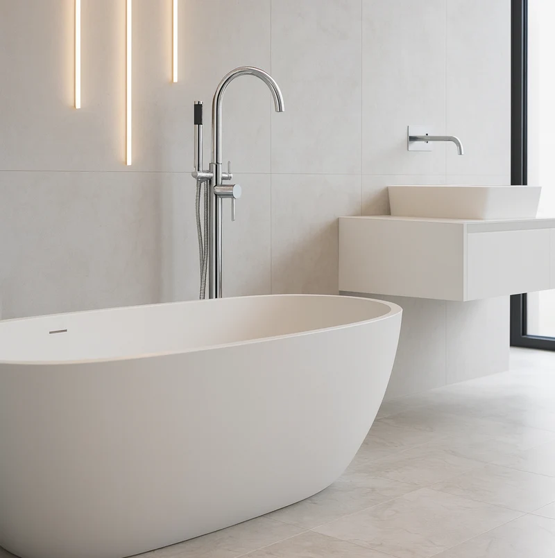 Mitigeur baignoire îlot chrome