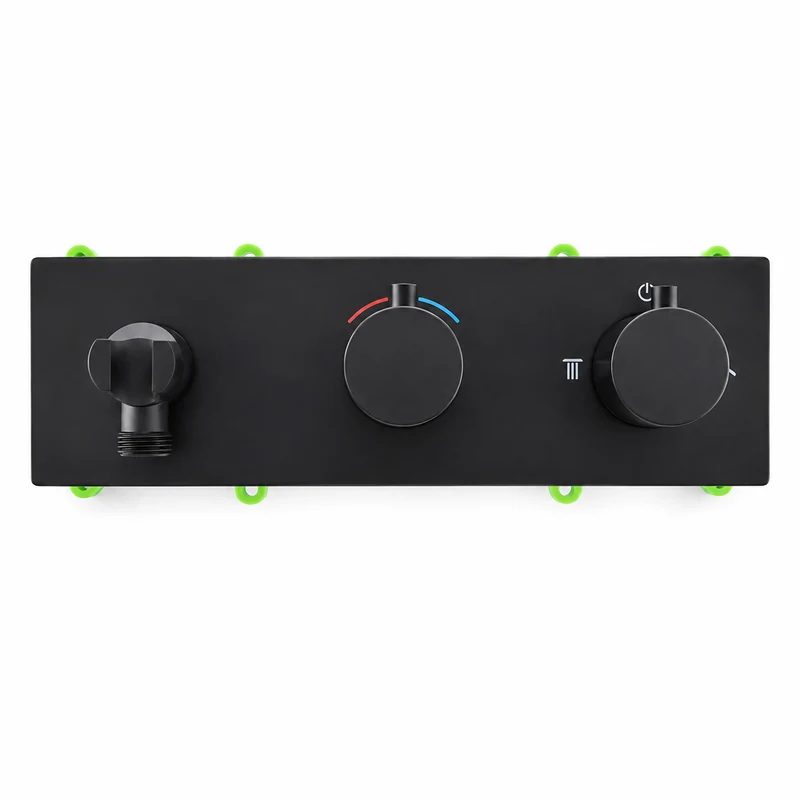 Colonne de douche et bain thermostatique murale noir mate