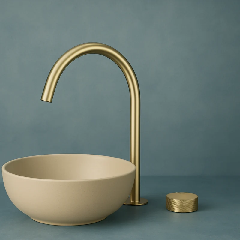 Robinet de salle de bain or brossé