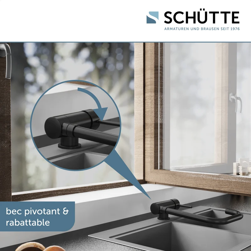 Robinet rabattable Schütte WINDOW noir mat