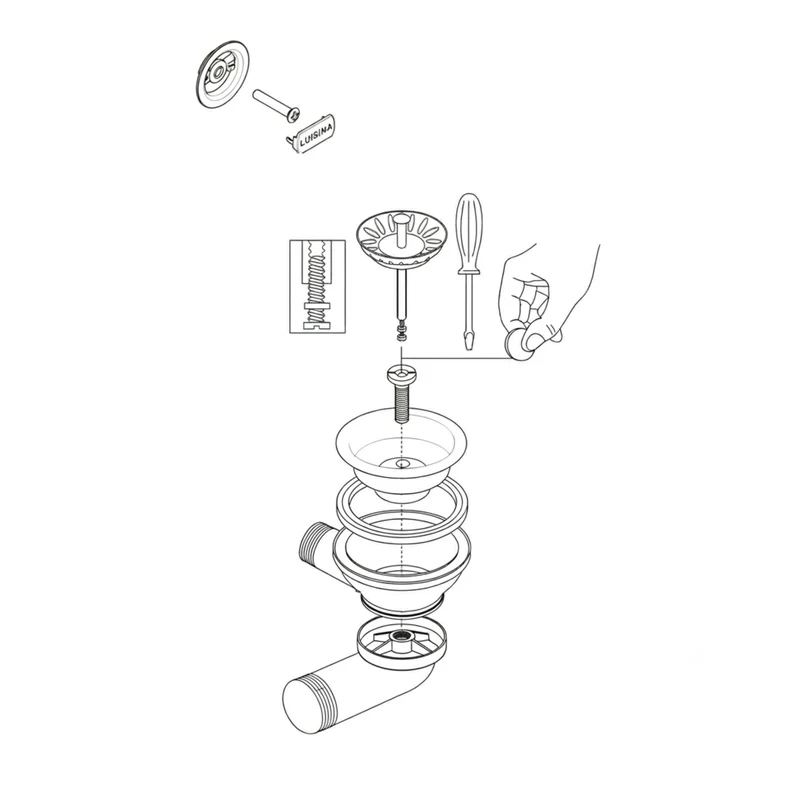 Kit bonde automatique + trop plein PVD inox doré brillant Luisina