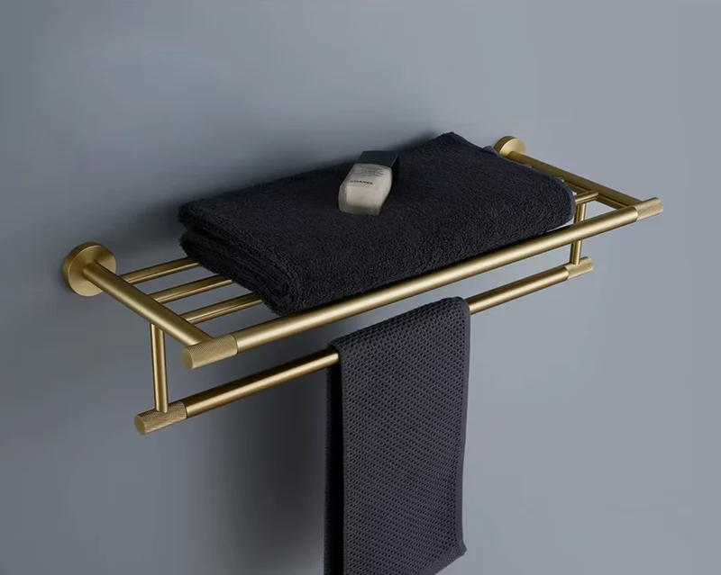 Porte serviettes or brossé strié
