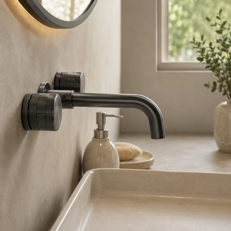 Mitigeur salle de bain encastré gris brossé