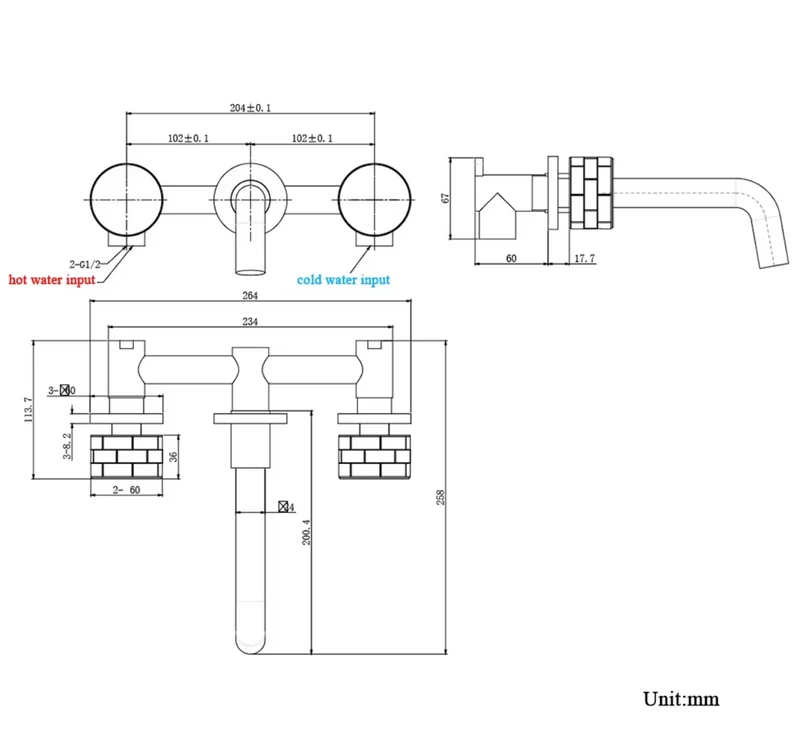 Mitigeur salle de bain encastré gris brossé