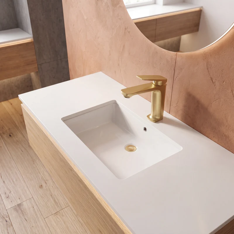 Mitigeur lavabo doré brossé design