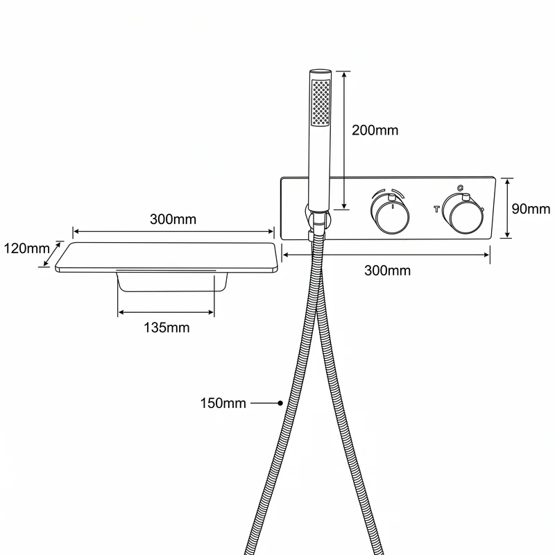 Colonne de douche et bain thermostatique encastrée or brossé