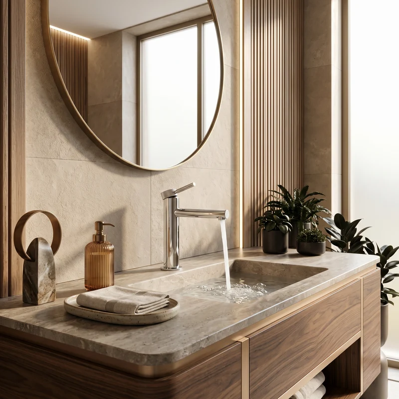 Mitigeur de salle de bain chromé