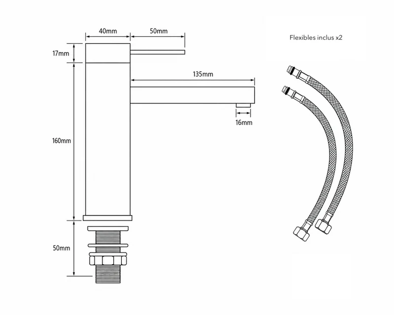 Mitigeur de salle de bain chromé