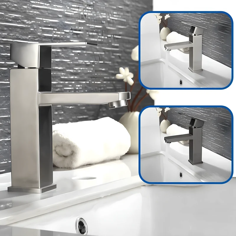 Robinet de lavabo en acier inoxydable brossé