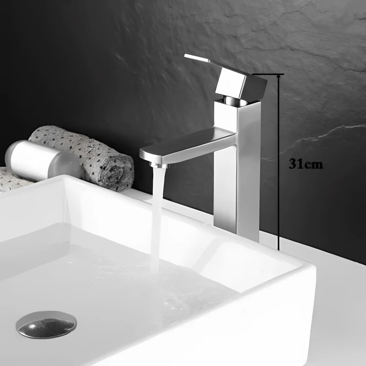 Robinet de lavabo en acier inoxydable brossé