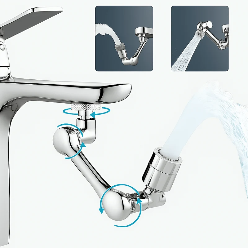 Extension de robinet rotative 1080° – Adaptateur double jet universel